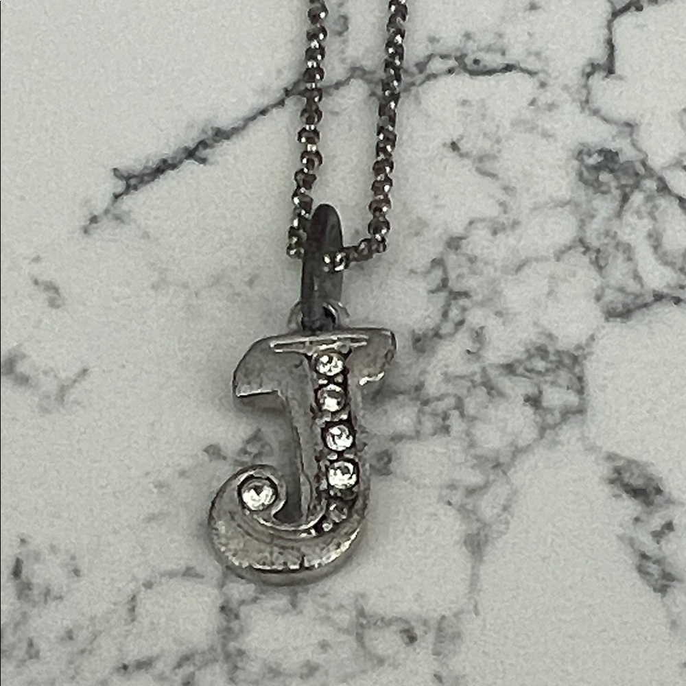 Juicy Couture Silver Necklace with Crystal 'J' Pendant